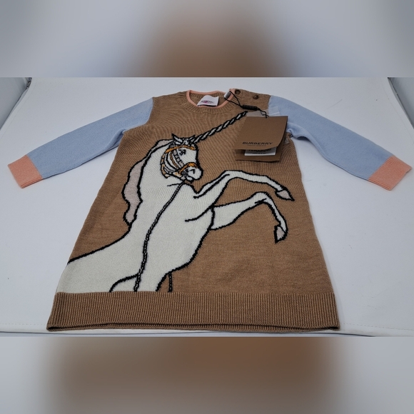 Burberry Other - NWT Burberry Unicorn intarsia Sweater Camel 100% Wool Baby Girl 18M US